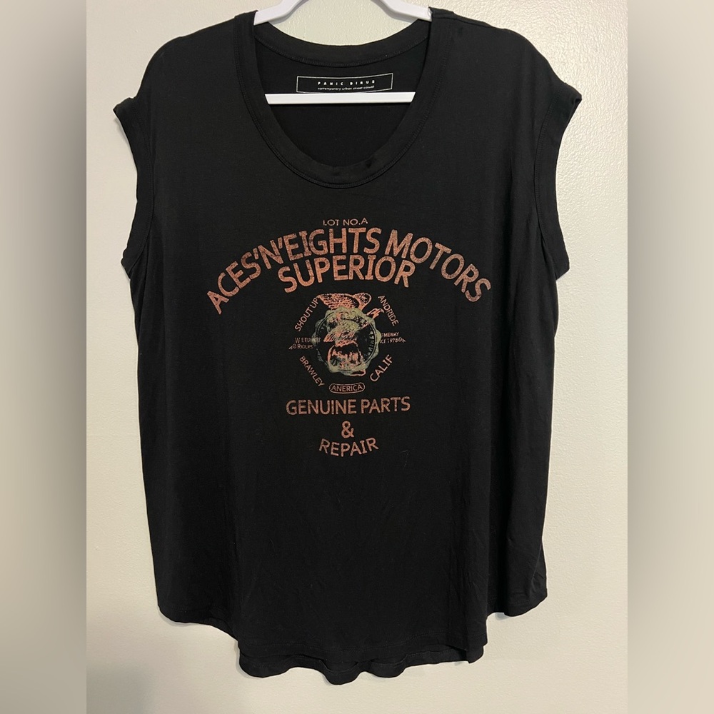 *** Panic Birus Black Graphic Women's Top